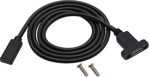 3.1Type C to USB C Panel Mount Screw Cable Gen 2 (3A) USB 3.1 Type C Female to Female Panel Mount Cable, Supports Charging,Data,Audio,Video Cable for Laptop,Tablet,Mobile Phone(0.3M/1ft) in Saudi Arabia