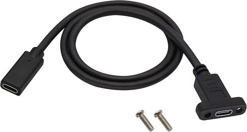 3.1Type C to USB C Panel Mount Screw Cable Gen 2 (3A) USB 3.1 Type C Female to Female Panel Mount Cable, Supports Charging,Data,Audio,Video Cable for Laptop,Tablet,Mobile Phone(0.3M/1ft) in Saudi Arabia
