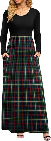 DB MOON Women Casual Long Sleeve Maxi Dresses Empire Waist Long Dress with Pockets in Saudi Arabia