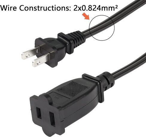 سلك تمديد الطاقة CERRXIAN USA Outlet AC 2 Prong، 4.9FT NEMA 1-15P إلى NEMA 1-15R كابل، 125V 15A AC 2-Prong ذكر إلى أنثى سلك توفير الطاقة، 1.5 متر (15P-15R) in Saudi Arabia