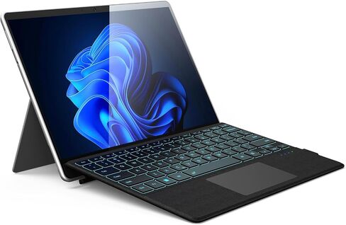 Surface Pro Keyboard, Ultra-Slim Portable Bluetooth Wireless Keyboard with Touchpad for Surface Pro 8/9/10/11/X, Microsoft Surface Type Cover with 7 Colors Backlit, Pencil Holder, Rechargeable Battery in Saudi Arabia