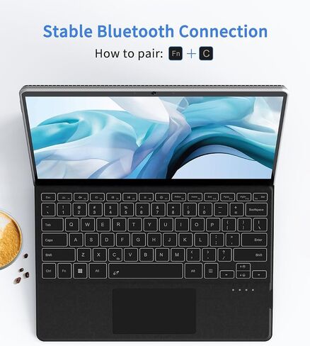 Surface Pro Keyboard, Ultra-Slim Portable Bluetooth Wireless Keyboard with Touchpad for Surface Pro 8/9/10/11/X, Microsoft Surface Type Cover with 7 Colors Backlit, Pencil Holder, Rechargeable Battery in Saudi Arabia