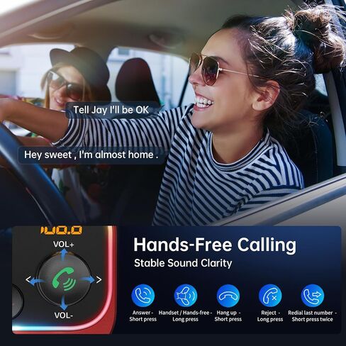 Syncwire Bluetooth 5.4 FM Transmitter Car Adapter 54W (PD 36W & 18W) [Fast Charging] [Stronger Dual Mics] [Light Switch] [HiFi Deep Bass] Wireless Radio Receiver Hands-Free Calling LED Display, Blue in Saudi Arabia