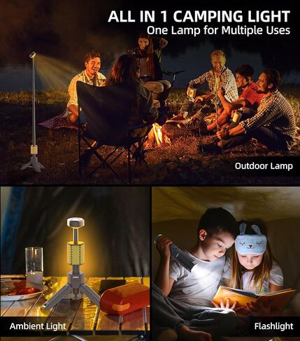 Camping Light Telescopic Camping Lantern Rechargeable 10500mAh Battery Built-in Magnetic Camping Lamp for Emergency, Camping, Hiking (Army Green) in Saudi Arabia