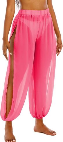 American Trends Womens Swimsuits Cover Up Pants for Women Ruffle High Waist Swimwear Pants Sheer Beach Bikini Bottoms in Kuwait
