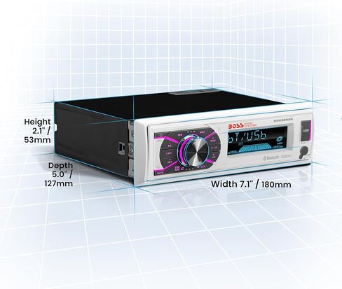 بوس اوديو MR762BRGB Marine Stereo – مدخل واحد، صوت بلوتوث، CD/USB/SD/MP3، مدخل Aux، راديو AM/FM، مقاوم للطقس، لوحة أمامية قابلة للفصل، إضاءة متعددة الألوان، جهاز تحكم لاسلكي in Saudi Arabia