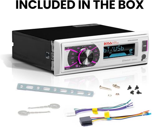 بوس اوديو MR762BRGB Marine Stereo – مدخل واحد، صوت بلوتوث، CD/USB/SD/MP3، مدخل Aux، راديو AM/FM، مقاوم للطقس، لوحة أمامية قابلة للفصل، إضاءة متعددة الألوان، جهاز تحكم لاسلكي in Saudi Arabia