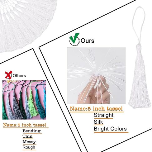 100Pcs 5 Inch Handmade Silky Tassels for Decor, Bookmarks(Skin Pink) in Kuwait