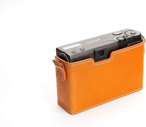 Contax T3 Case, BolinUS Handmade Genuine Real Leather Half Camera Case Bag Cover for Contax T3 Camera with Hand Strap (Black) in Kuwait