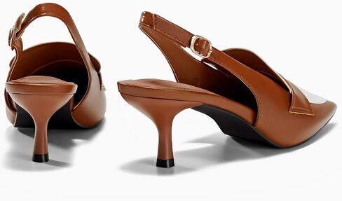 Coutgo إمرأة Slingback هريرة الكعب مغلق أشار تو الربط مضخات خمر مكتب العمل اللباس الأحذية in Kuwait