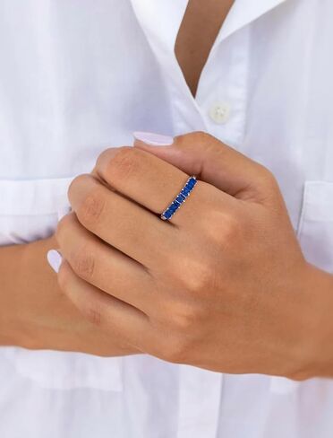 STARCHENIE Princess-Cut Stackable Ring for Women 925 Sterling Silver Eternity Band Rings Size 5-10 in Kuwait