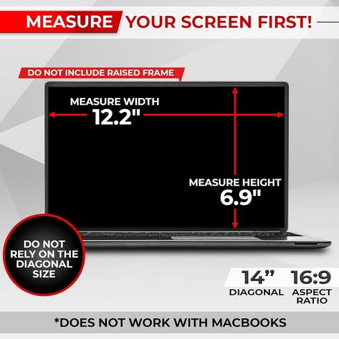 Magnetic Laptop Privacy Screen 14 Inch 16:9 - Removable Computer Privacy Filter Shield and Anti-Glare Protector in Saudi Arabia