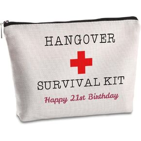 SYIJIMSJKT 21st Birthday Gifts for Her 21st Birthday Hangover Kit Makeup Bag Decorations for Women Friends Bestie Sister Christmas
