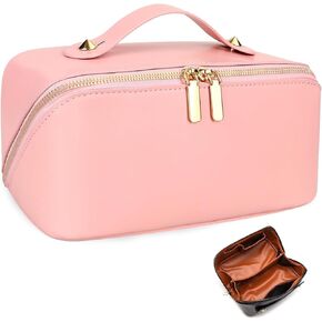 CCidea Travel Makeup Bag Large Capacity Cosmetic Bags, Waterproof Portable Pouch Open Flat Toiletry Bag Make up Organizer Birthday Gifts For Women Mom Friend Wife Girlfriend - Black