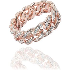 NYC Sterling Women's Sterling Silver Cubic Zirconia Curb Link Ring