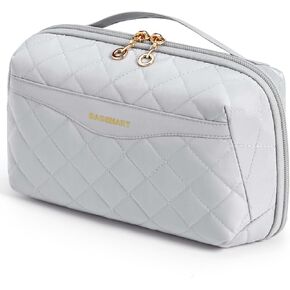 حقيبة مستحضرات التجميل للسفر ذات سعة كبيرة من باغسمارت - حقائب مكياج محمولة، منظم مستحضرات التجميل للسفر للنساء والفتيات، مع مقسم ومقبض، أسود in Kuwait