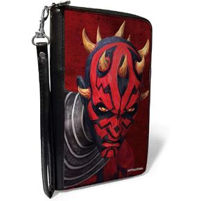 Buckle-Down Women's PU Zip Around Wallet Rectangle, Star Wars Darth Maul, 7.5"x4.5"