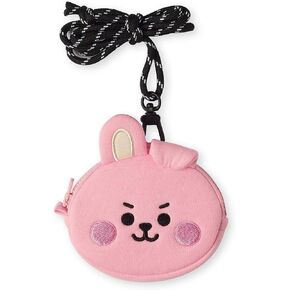 BT21 Baby Series COOKY Character Small Coin Purse Pouch ID Card Wallet with Lanyard, Pink in Kuwait