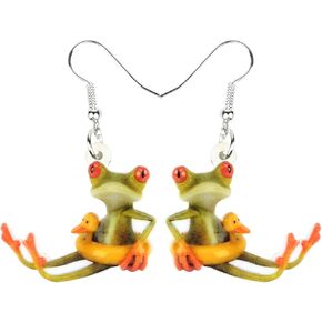 Acrylic Charms Frog Drop Earrings Fancy Cartoon Dangle Jewelry Novelty Party Gifts for Women Lover Teens Kids