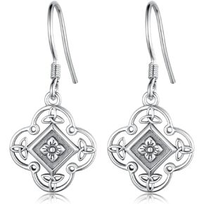 Celtic Knot Drop Earrings 925 Sterling Silver Irish Knot Vintage Dangle Earrings Celtic Knot Jewelry Gift for Women Girls