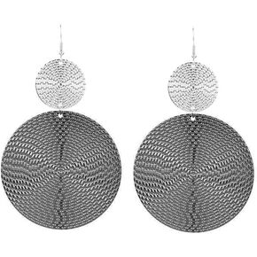 Large Geometric Double Round Disc Dangle Drop Earrings Minimalist Irregular Texture Big Circle Teardrop Earrings for Women Girls Jewelry Gift