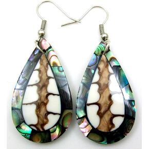 Natural Abalone Shell Cone Shell Teardrop Dangle Drop Earrings Handmade Jewelry DA335-A
