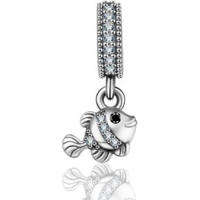 925 Sterling Silver Fish Charm Ocean Charm Birthday Charm for Pandora Charm Bracelet