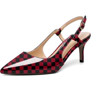 Zamikoo Women's Slingback Kitten Heels, Pointed Toe Mid Heel Pumps, Classic Heeled Sandals with Adjustable Strap, Dress Shoes for Ladies Office Wedding Work Evening 2.5 Inches