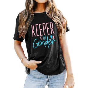 Keeper of The Gender Shirt Women Pregnancy Announcement T Shirt Gender Short Sleeve Tee Tops