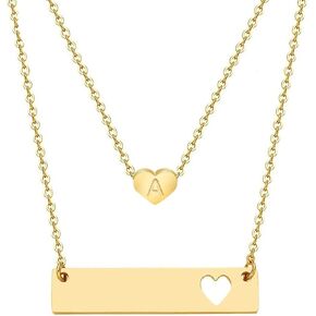 JJTZX Mother Daughter Necklace Set Initial Heart Necklace Name Necklace Mothers Day Gifts for Mom Daughter