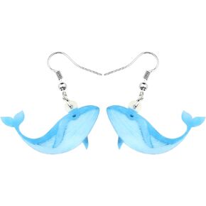 DUOWEI Acrylic Lovely Ocean Whale Earrings Novelty Dangle Drop Jewelry for Women Ladies Girls Lovers Fancy Gifts