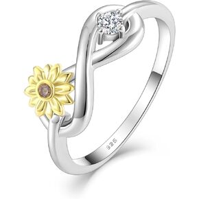 STARCHENIE 925 Sterling Silver Infinity Sunflower Ring for Women Size 5-10