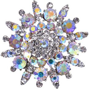 Alilang Adustable Silver Blue Purple Iridescent Crystal Rhinestones Snowflake Flower Floral Ring