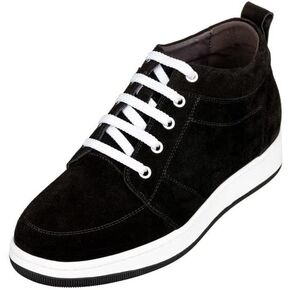 CALTO Men's Invisible Height Increasing Elevator Casual Shoes - Black Suede Lace-up Clasic Sneakers - 2.8 Inches Taller - K4125770