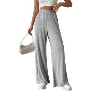 SweatyRocks Women's Casual Elastic High Waist Wide Leg Pants Loose Solid Palazzo Pants