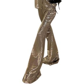 Women's Holographic Shinny Pants High Waist Stretchy Jogger Pants Metallic Jogger Sweatpants Tapered Pants with Pocket
