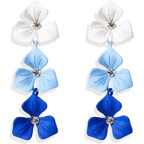Flower Dangle Earrings Long Statement Earrings Flower Petal Earrings Boho Floral Earring Prom Wedding Earring for Women Girls Bridal
