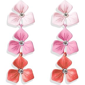 Flower Dangle Earrings Long Statement Earrings Flower Petal Earrings Boho Floral Earring Prom Wedding Earring for Women Girls Bridal