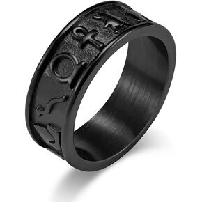 Fidget Rings Ankh Ring Stainless Steel Eye of Horus Rings Anubis Black/Silver/Gold Spinner Anxiety Ring Ancient Egyptian Symbol Protection Band Jewelry Gifts for Women Men