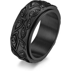 WLPCIV Gothic Evil Eye Ring for Men Stainless Steel Eye Of God Ring Vintage Spinner Ring Stress Relieving Fidget Rings for Anxiety
