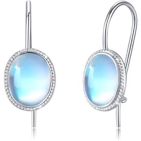 Oval Moonstone Earring-Silver Moonstone Stud Earrings for Women And Girls