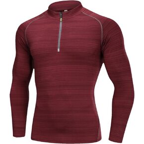 Outto Men's Long Sleeve Lightweight Pullover Running Shirts 1/2 Zip Top Space-Dyed