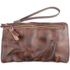 1 Pcs Genuine Leather Medieval Zipper Wristlet Purse, Wrist Bag,Hand Bag,Coin Organizer,Coin Purse, Change Holder,Large Capacity Card Holder, Leather Zipper Storage Bag for Men & Women