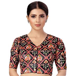 Chandrakala Valentines day Gifts for Her, Patola Print Party Wear Blouses for Women (B209-P)