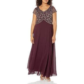 J Kara Women's Short Sleeve Geo Long Beaded Gown in Saudi Arabia