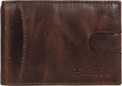 Pitaara Genuine Leather Slim Hand Crafted Minimalist Front Pocket Bifold Wallet with RFID Blocking and Money Clip For Men in Saudi Arabia