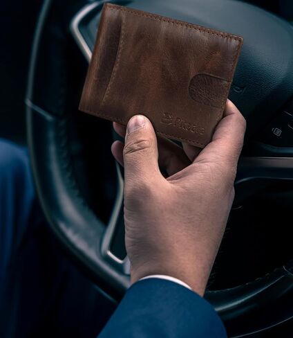 Pitaara Genuine Leather Slim Hand Crafted Minimalist Front Pocket Bifold Wallet with RFID Blocking and Money Clip For Men in Saudi Arabia