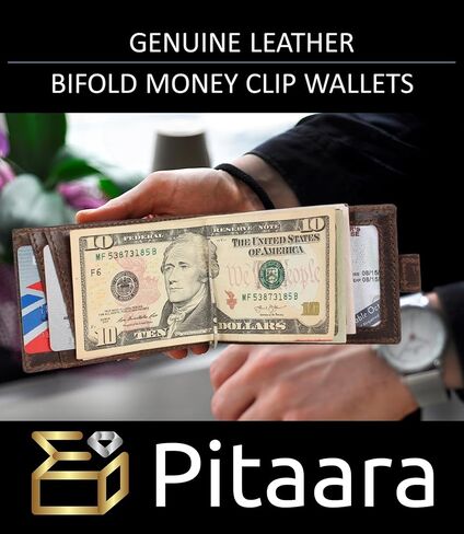 Pitaara Genuine Leather Slim Hand Crafted Minimalist Front Pocket Bifold Wallet with RFID Blocking and Money Clip For Men in Saudi Arabia