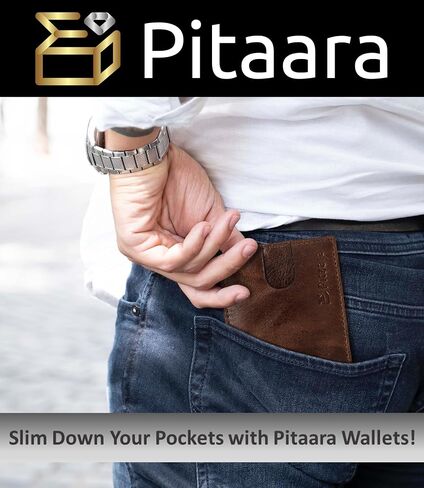 Pitaara Genuine Leather Slim Hand Crafted Minimalist Front Pocket Bifold Wallet with RFID Blocking and Money Clip For Men in Saudi Arabia