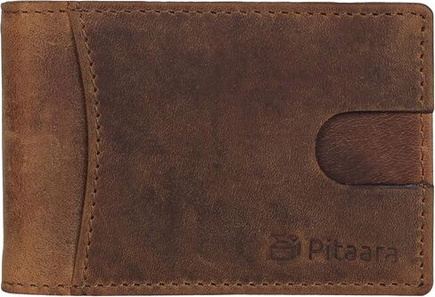 Pitaara Genuine Leather Slim Hand Crafted Minimalist Front Pocket Bifold Wallet with RFID Blocking and Money Clip For Men in Saudi Arabia